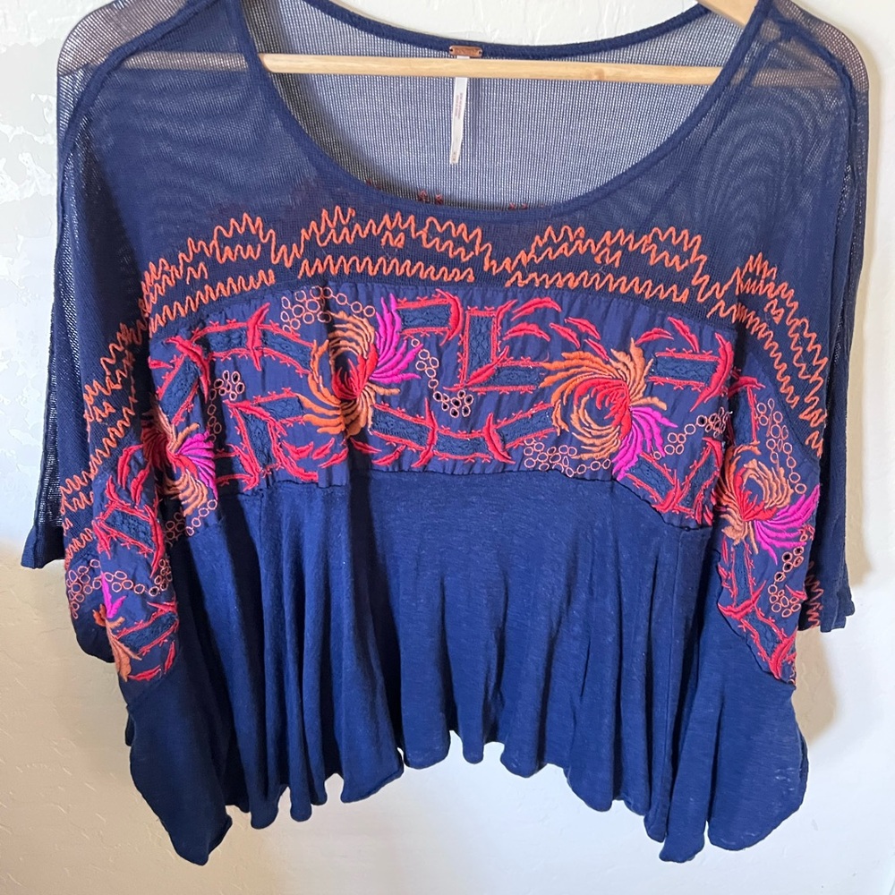 Free People Love Letter Embroidered Top